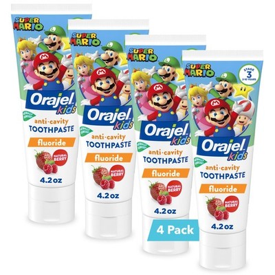 Kids Super Mario Anti-Cavity Fluoride Toothpaste, Natural Berry Flavor, 4.2oz...