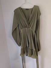 PrettyLittleThing dress 6 olive green pleated festival fairy dainty cottagecore