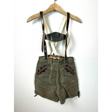 Kids Lederhosen Shorts Suspenders Genuine Leather 27" Waist German Oktoberfest