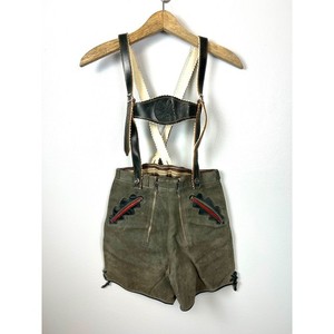 Kids Lederhosen Shorts Suspenders Genuine Leather 27" Waist German Oktoberfest