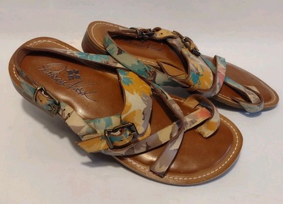 Patricia Nash Fidella First Bloom Slingback Sandals Floral Boho Leather 6.5 M