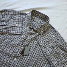 Canali 1934 NWT Gray and Beige Check Regular Fit Casual Dress Shirt XL