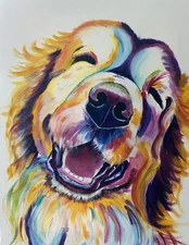 original arcyrilic art painting Laughing Golden