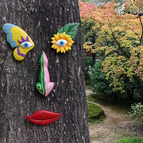 Arbres Visages Décor Extérieur Mignon Coloré Papillon Drôle Résine Arbres OB - Imagen 4 de 12