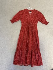 SHEIN Red Polka Dot 3/4 Sleeve Long Maxi Dress Women’s Size S Regular