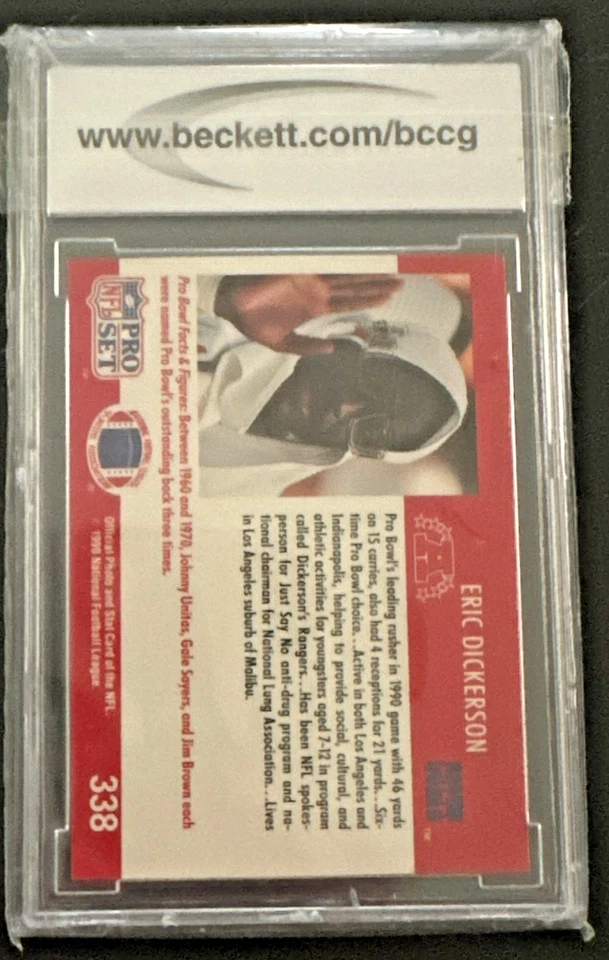 1990 PRO SET #338 ERIC DICKERSON SSP BCCG 10 "PRO BOWL" Error Indianapolis Colts - Image 2 of 2