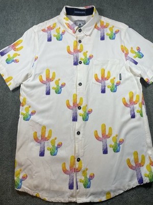 BAJA LLAMA COLORFUL CACTUS CREAM - NIGHTHAWK RELAXED FIT BUTTON UP  L