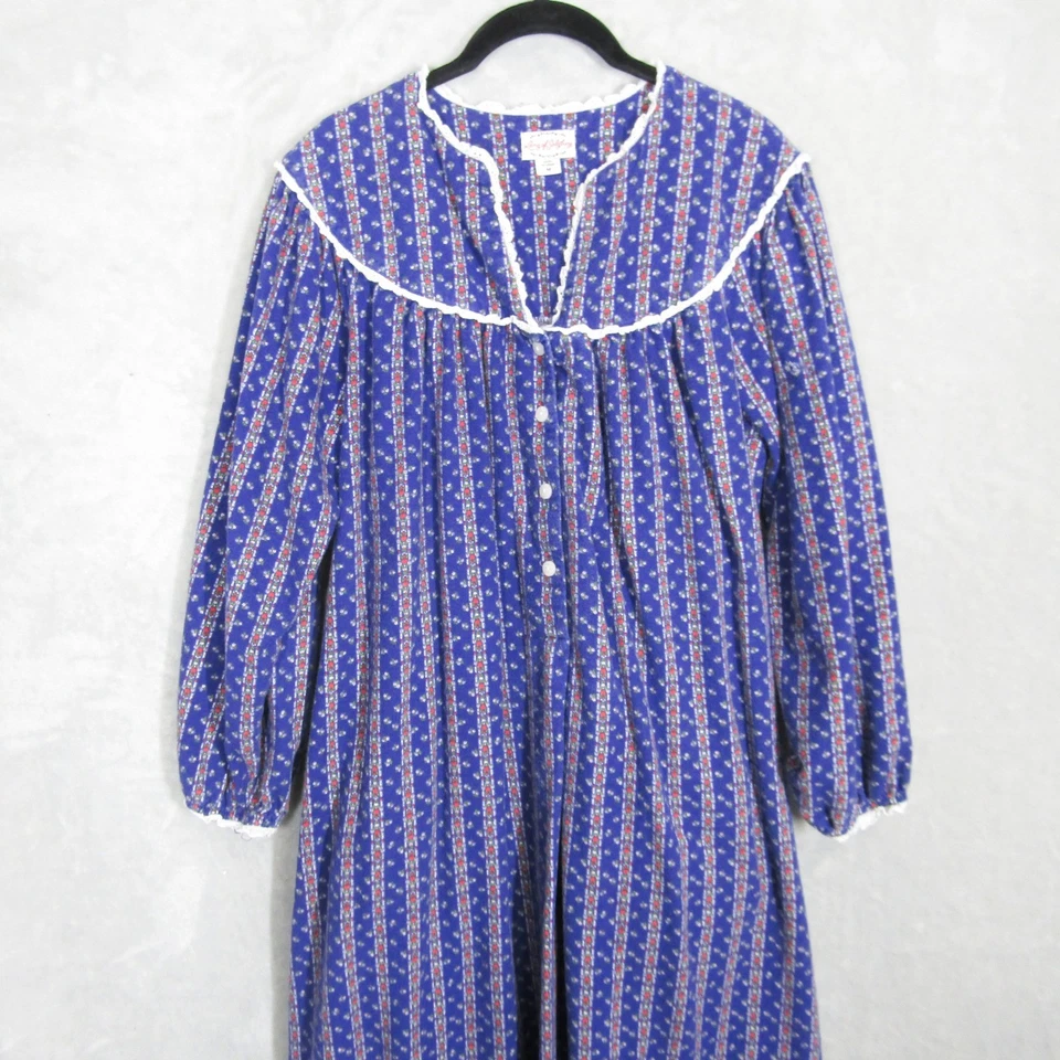 Camisón Lanz of Salzburg Medio Azul Floral Mezcla de Algodón Encaje Ribete Prendas para dormir Foto 3 de 4