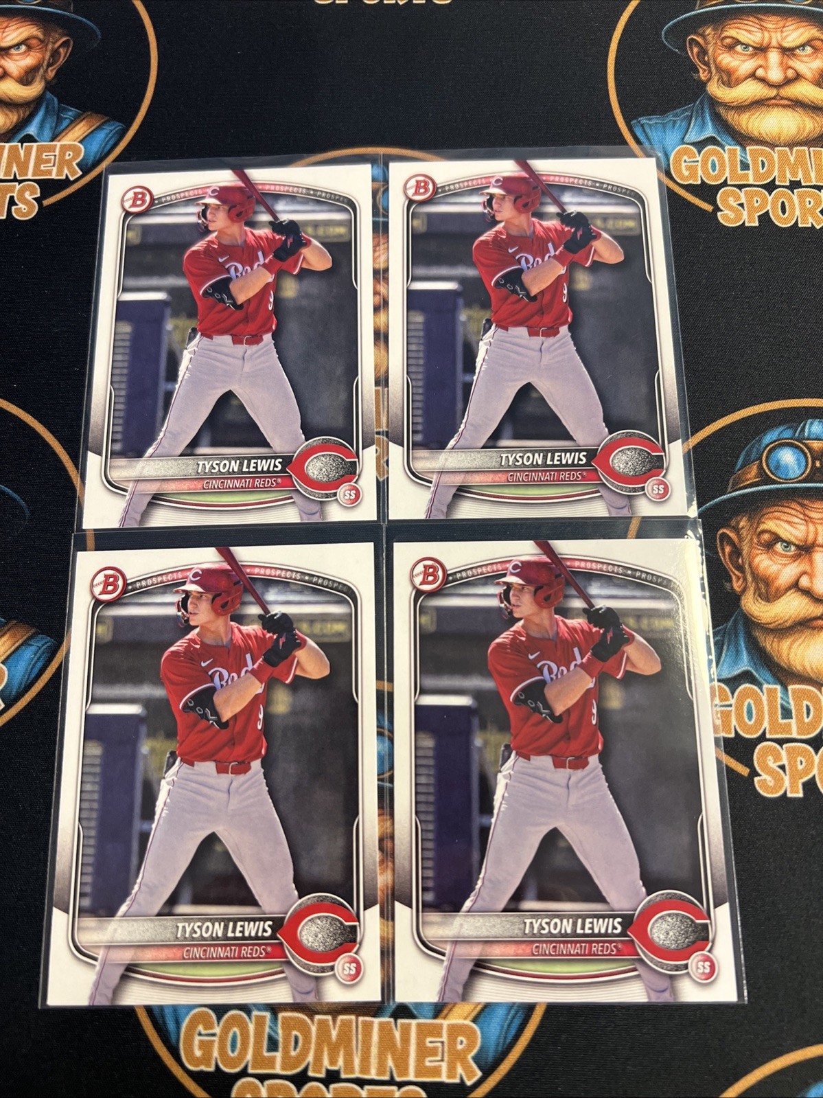 2025 Bowman Draft Tyson Lewis BD-32 4 Card Lot Reds