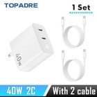 Universal 40W USB-C Fast Wall Charger 2 Port Block + Type-C Cable iPhone Samsung
