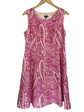 Talbots Women’s Size 12 Pink Paisley Silk Midi Dress Sleeveless Summer Sundress