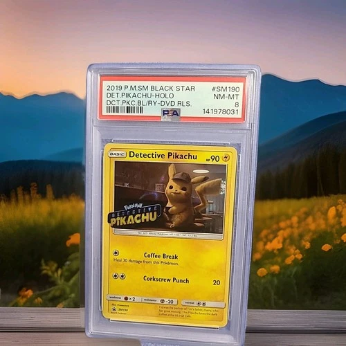2019 Pokemon SM190 Detective Pikachu Holo Black Star Promo DVD PSA 8  No Reserve