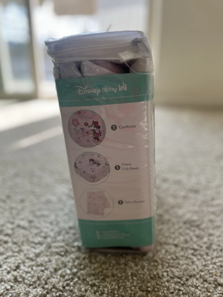Disney Minnie Mouse Corazones Lunares Juego de 3 Piezas Cuna Nuevo Rosa Blanco Foto 4 de 4