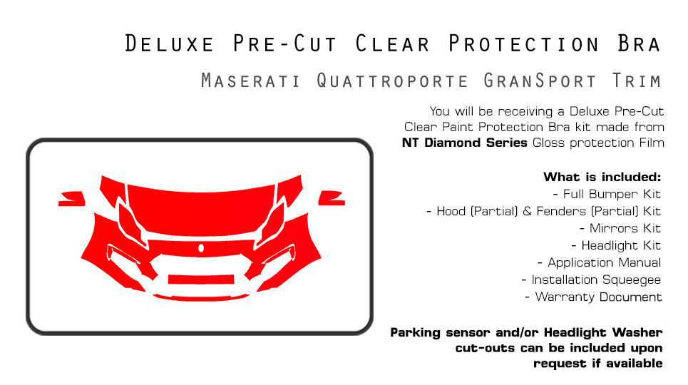 Maserati Quattroporte GranSport 2017-2018 Clear Bra Paint Protection Film PPF