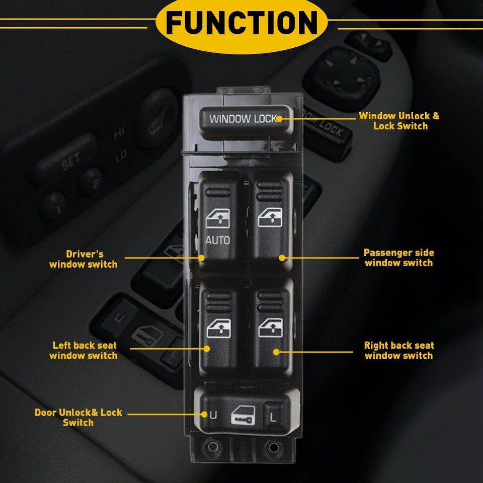 Interruptor de ventana eléctrica automático maestro del lado del conductor para Chevrolet Silverado 2000-2002 Foto 3 de 4