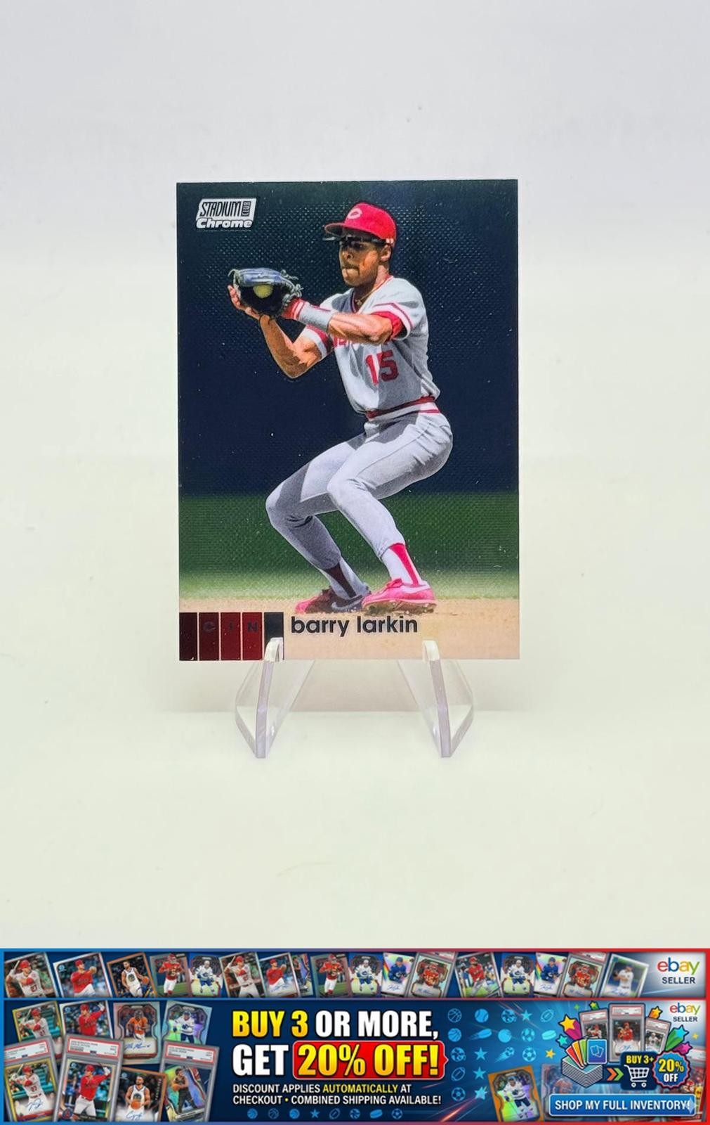 2020 Stadium Club Barry Larkin #102 Chrome Cincinnati Reds Free Shipping