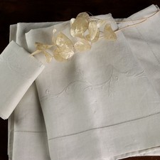 Lenzuolo Singolo Second Hand con Federa Ricami Italia XX Secolo Originale