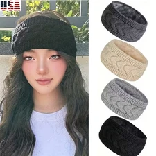 Women Ear Warmer Hair Band Warm Head Knit Fleece Lined Headband Winter Wrap USA