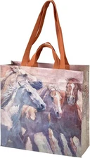 Market Tote - Running Horses, Double Sided, 15.50" x 15.25" x 6"
