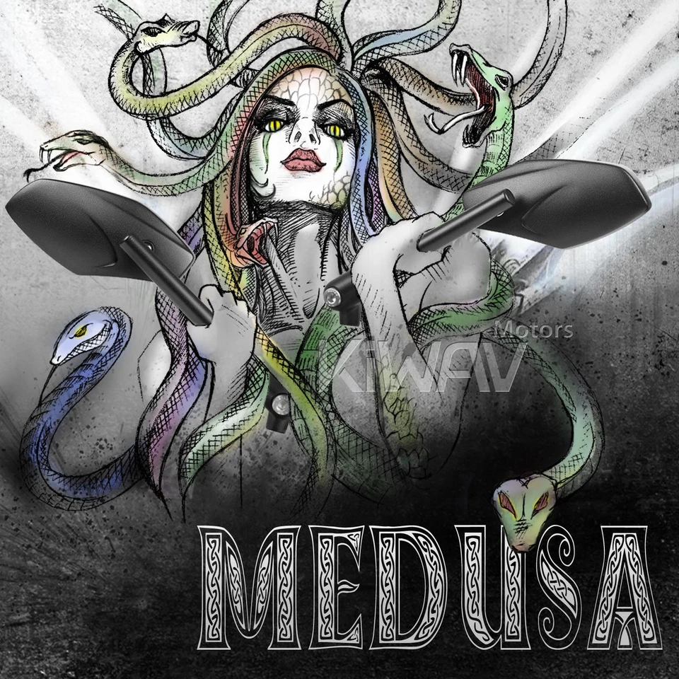 Espejos retrovisores Medusa negro aspecto limpio teñido azul moto Foto 2 de 4