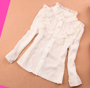girls white ruffle top