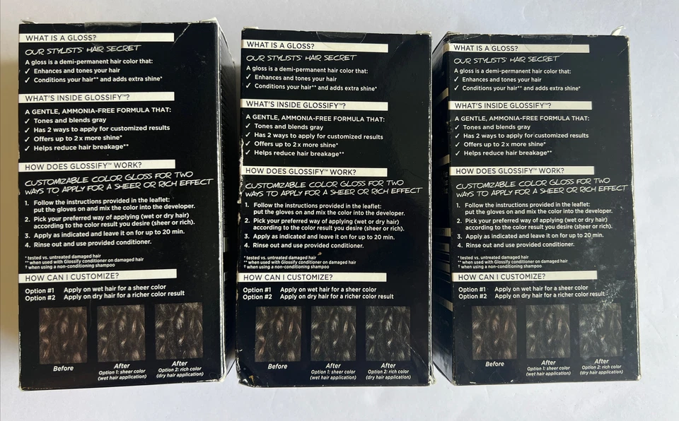 Lot of 3 Schwarzkopf Glossify Customizable Color Gloss Ash Brown NIB Free Ship - Image 3 of 3