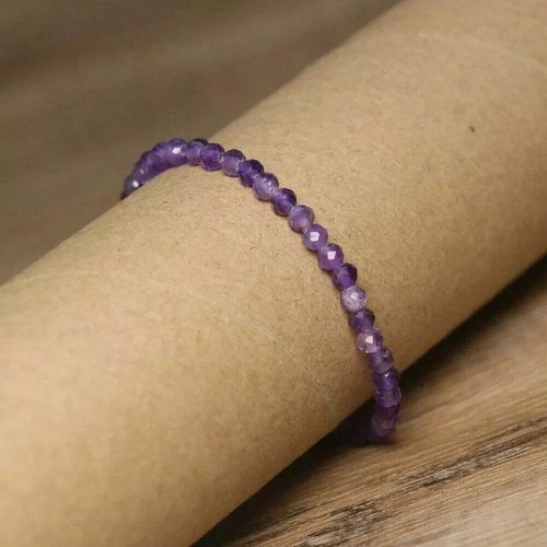 2025HOT 3MM Natural Amethyst Faceted Bead Bracelet Healing Handmade Women Gift - Picture 4 of 12