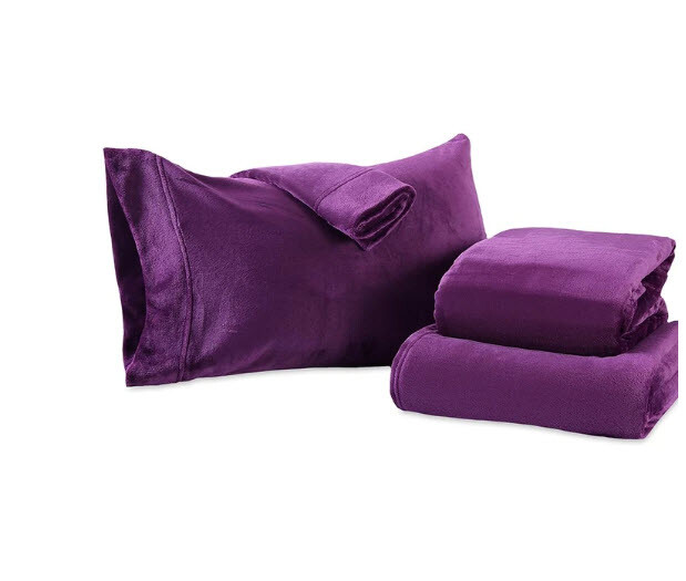 Berkshire Blankets Velvet Soft Sheet Set Single Size in Plum Shade