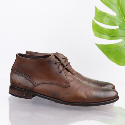 John Varvatos Mens Chukka Boot Size 10 M Brown Leather Plain 