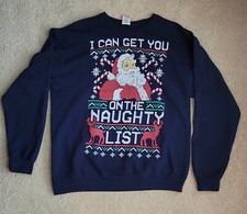 Jerzees Christmas Sweatshirt  I Can Get You On the Naughty List" Large 45" Chest