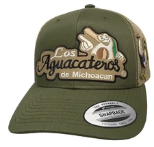 Los Aguacateros De Michoacan Mexico 2 Logos Chapo Guzman Hat Olive Khaki Mesh
