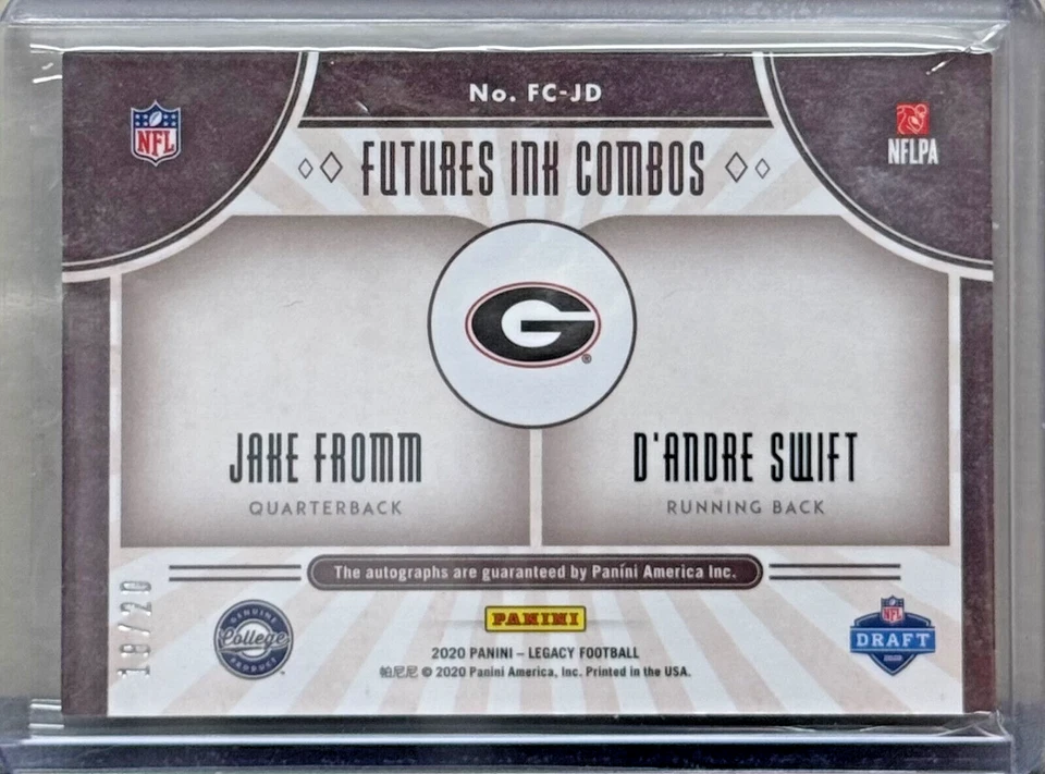 2020 Panini Legacy D'Andre Swift & Jake Fromm Dual Auto #/20 - Image 2 of 2