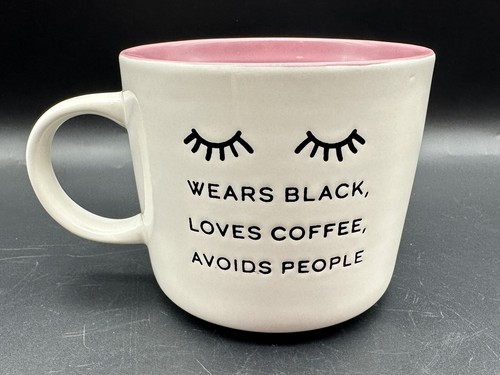 White Ceramic Coffee/Tea Mug With Pink Interior And Black Text - Picture 2 of 4