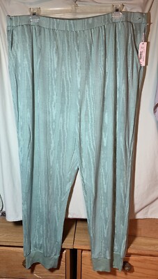 Ambrielle Sleepwear Green Bay Moire Sleep Pajama Lounge Pants Size 2X