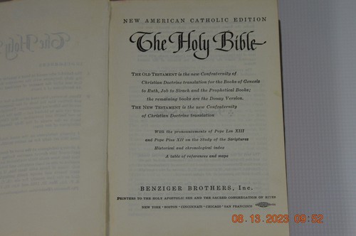 The Holy Bible Confraternity Version 1961 Benziger Brothers Hardcover Vintage - Picture 5 of 12