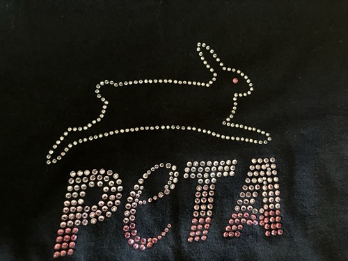 PETA Vintage Y2K Black Rhinestone Bunny Shirt & Hot Pink Crop Pants Small RARE!! - Picture 3 of 16