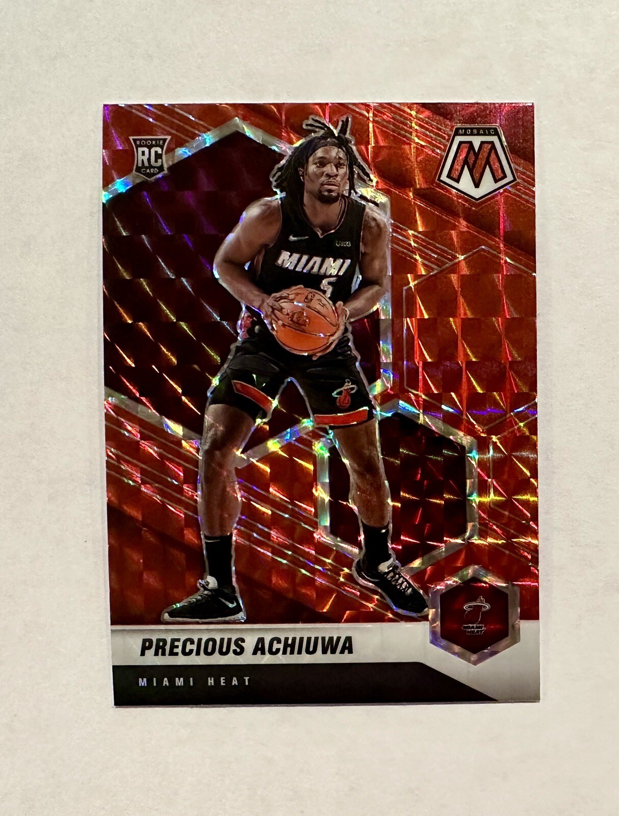 2020-21 Mosaic Precious Achiuwa Red Wave Prizm #215 SP Miami Heat Rookie Card RC