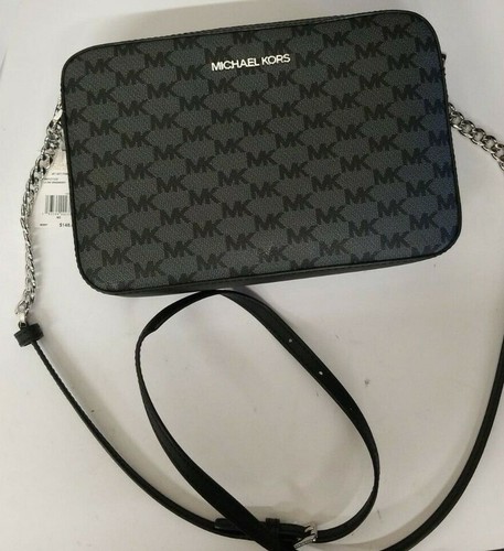 Michael Kors JET SET Crossbody Black MK Logo Authentic Handbag Purse Small NEW - Picture 3 of 6