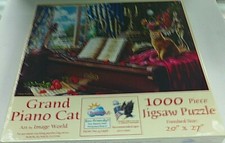 SUNSOUT JIGSAW PUZZLE "GRAND PIANO CAT" 1000 PIECES 20" X 27" KITTEN