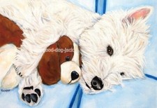Westie Print 4x6 Matted ACEO "My Puppy" West Highland White Terrier  Randall