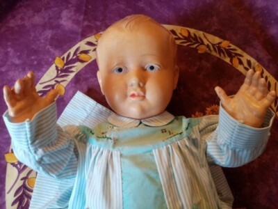 Poupée Bébé En Celluloïd France 20 Tête D'aigle Vintage