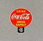VINTAGE COKE COLA SODA PLATE TOPPER PORCELAIN SIGN CAR GAS OIL TRUCK MOTORCYCLE