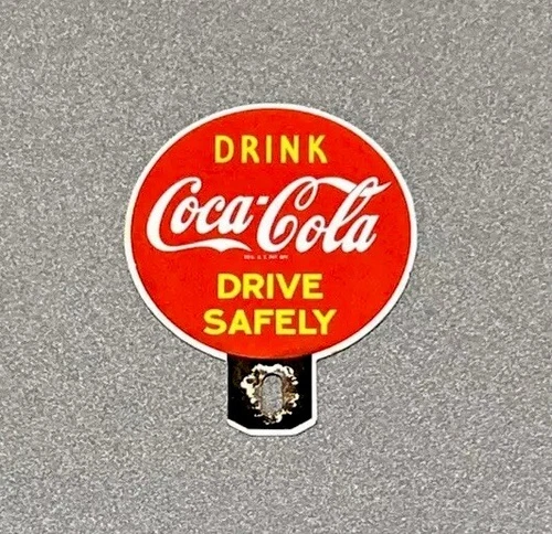 VINTAGE COKE COLA SODA PLATE TOPPER PORCELAIN SIGN CAR GAS OIL TRUCK MOTORCYCLE