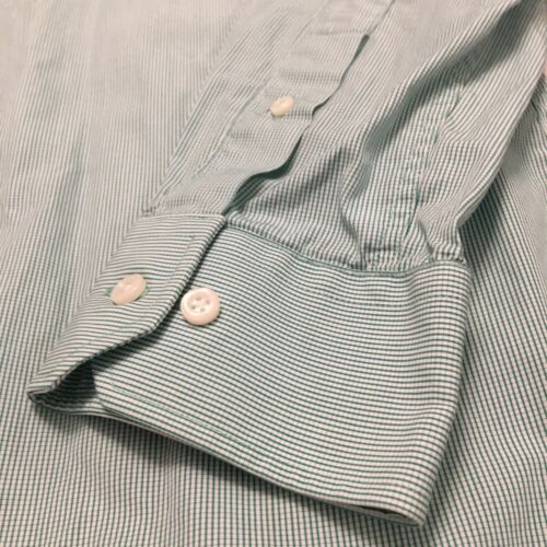 Hickey Freeman Mens Sz 15.5"/39.5cm Medium Green Gingham Button Front L/S Shirt - Foto 4 di 7