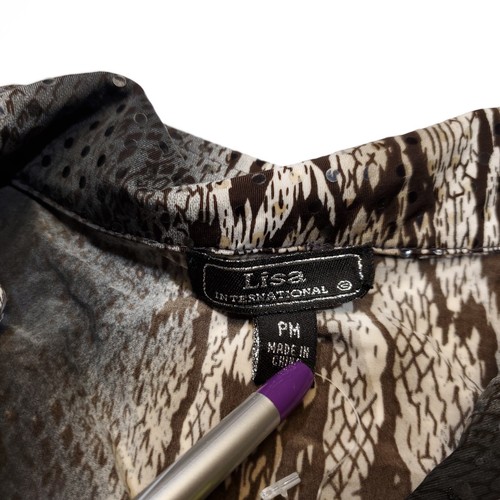 Lisa International Womans Long Sleeve Shirt Multicolor Size Petite Medium - Picture 6 of 12