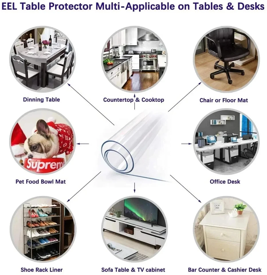 NEW PVC Table Mat Glass Soft Cloth Table Cover Transparent Table cloth 1.0 mm - Image 4 of 4