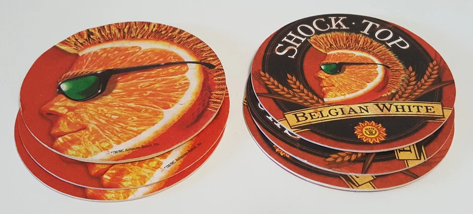 Orange Head Beer Coasters Shock Top Belgian White Double Sided 6pc Foto 4 de 4