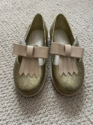 Mini Melissa gold glitter tassel loafer size 11
