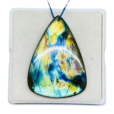 97.75 Cts Natural Labradorit​e 53x38mm Pear Drilled Flashy Pendant Size Gemstone