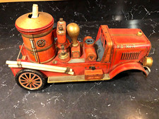 Vintage FD No 7 Fire Brigade Truck Battery-Operated Tin Toy RARE